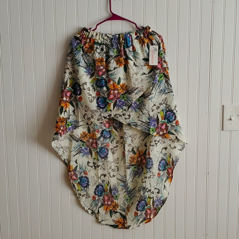 Colorful flower pattern high low skirt size small